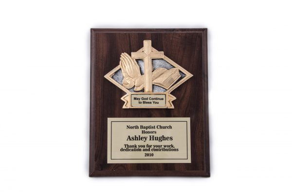 8'' x 10'' oak wood finished plaque with resin - 3-D 810 Series
