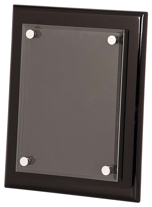 Black piano finished plaque with floating acrylic - Black FPA Series