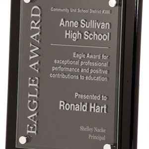 Black piano finished plaque with floating acrylic - Black FPA Series