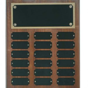 Walnut perpetual plaque with black brass plates - WPP12