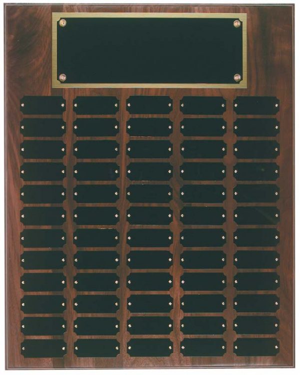 Walnut perpetual plaque with black brass plates - WPP12