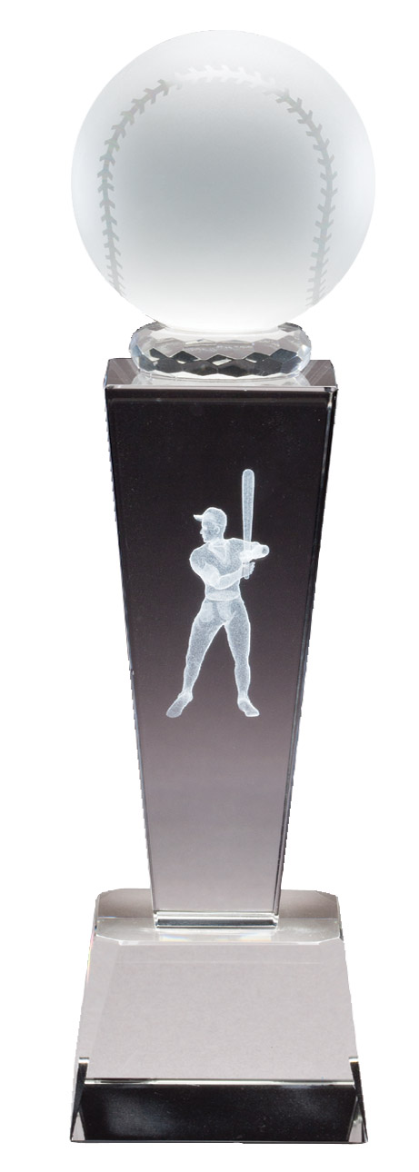 8.75'' x 2.5'' frosted crystal award with 3-D figure - Collegiate Series