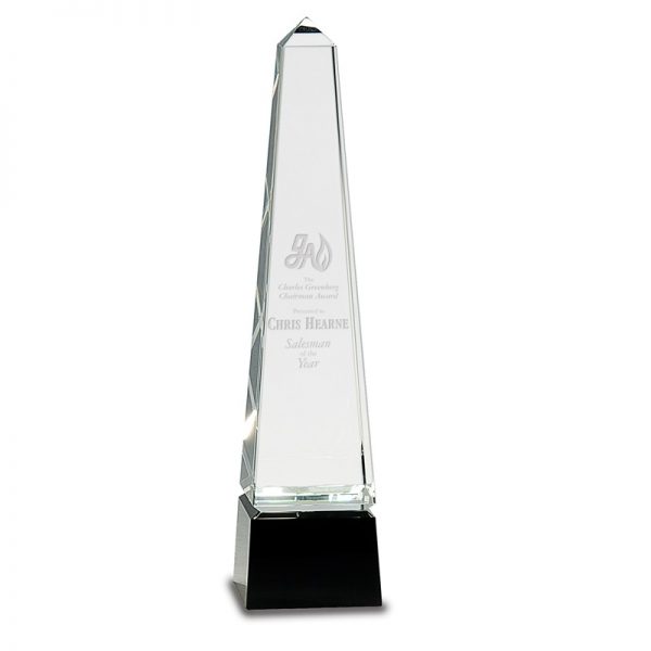 Crystal tower award on black base - CRY003