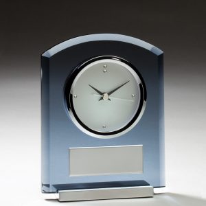 5.5'' x 7'' clock with smoked glass and brushed aluminum accents - GK38