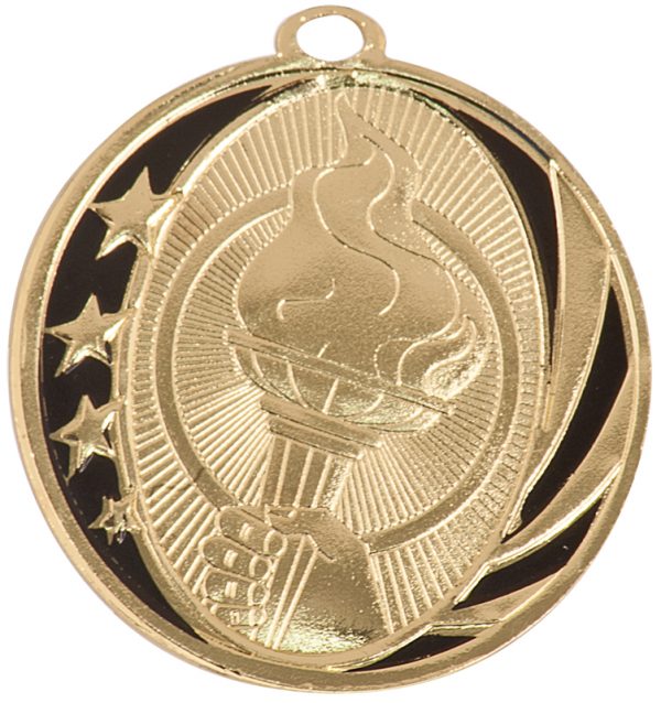 2 inch gold and black medallion - MS701G