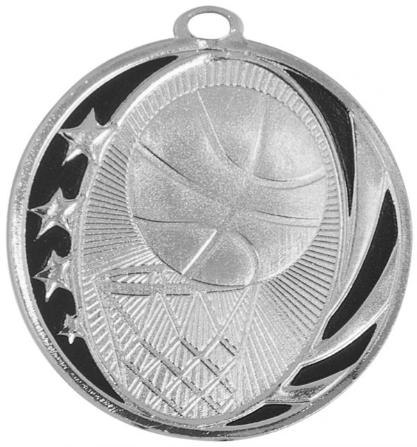 2 inch silver and black medallion - MS701S