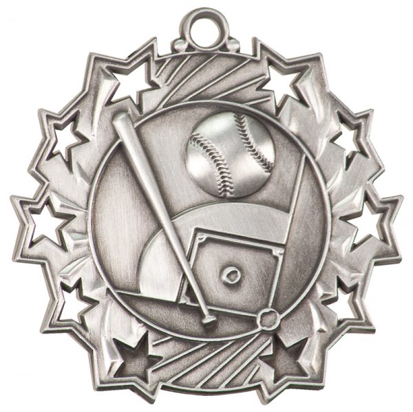 2.25 inch silver ten star medal - TS400S