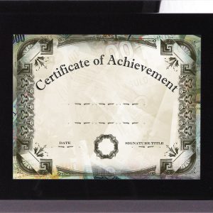 11'' x 14'' black glass certificate or document holder with 8'' x 10'' window