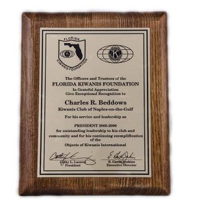 Walnut piano finished plaque