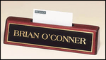 Piano finished rosewood nameplate with business card holder