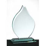 Flame jaded glass award with tapered bevel edge