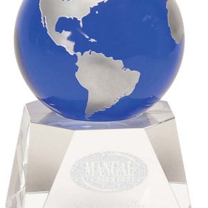Blue crystal globe on base