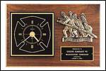 12'' x 18'' firematic award with clock and metal casting