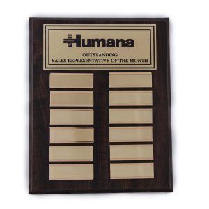 10'' x 13'' oak wood perpetual plaque with 12 sliders