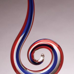 14.5 inch red and blue art glass sculpture