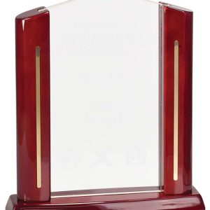 Rectangle cathedral acrylic award with piano finished rosewood