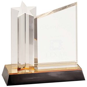 Acrylic star column with clear plaque