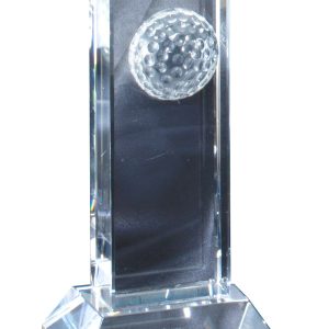6 inch crystal award with golf ball