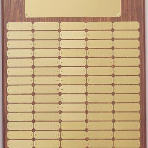 18'' x 24'' walnut finished perpetual plaque with 80 plates