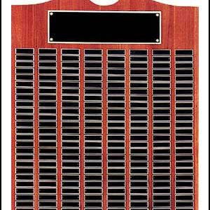 Walnut perpetual plaque with brass plates