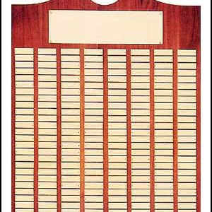 Walnut perpetual plaque with brass plates