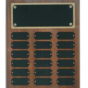 Walnut perpetual plaque with black brass plates