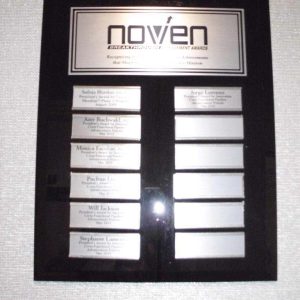 11'' x 14'' black glass perpetual plaque with 12 sliders