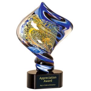 11.5 inch colored twisted diamond art glass award