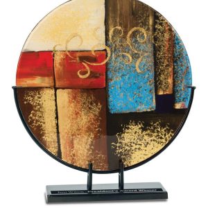 Art glass award on black stand