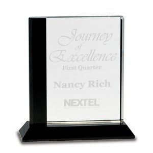 Crystal award with black base and column