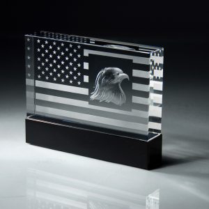 Rectangle crystal award with patriot design