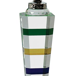 Crystal tri-color star award on black base