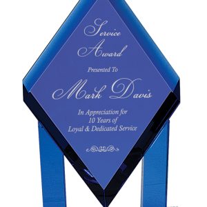 5.25'' x 8.75'' blue crystal diamond award