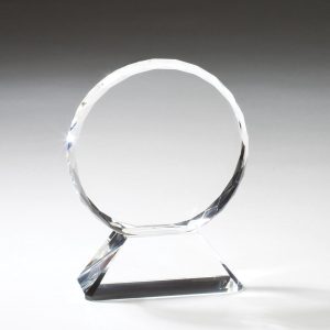 Round faceted crystal on base