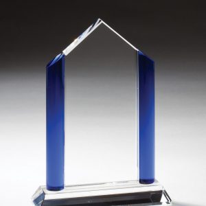 Crystal "cathedral" shape crystal with blue sides