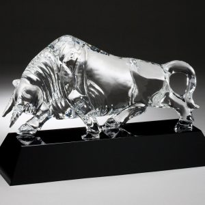 13'' x 4.75'' crystal bull on black base