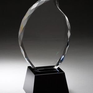 9.25 inch faceted crystal flame on black base