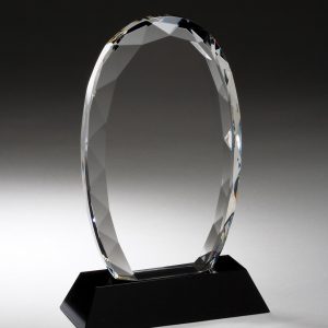 7.25'' faceted crystal ellipse on black base
