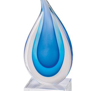 Blue hand blown art glass award