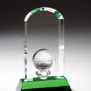 Crystal dome and golf ball on green base