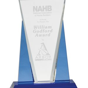 Crystal award on blue base