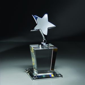 Silver star on crystal base