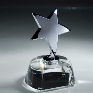 5.75 inch silver star on crystal base