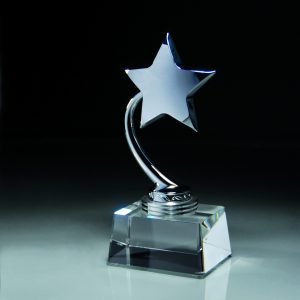7.5 inch silver star on crystal base