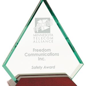 Jaded glass diamond on rosewood piano finished base