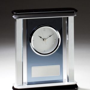 7.5'' x 9'' clock with smoked glass and brushed aluminum accents