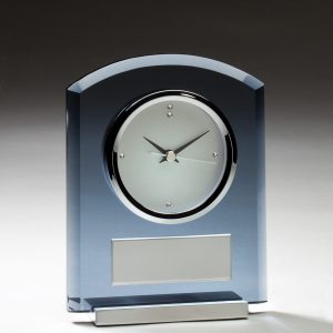 5.5'' x 7'' clock with smoked glass and brushed aluminum accents