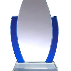 Glass award with blue sides