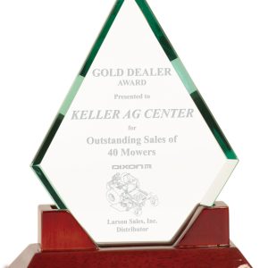 Jaded glass diamond on rosewood piano finished base