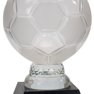Glass soccer ball award on base